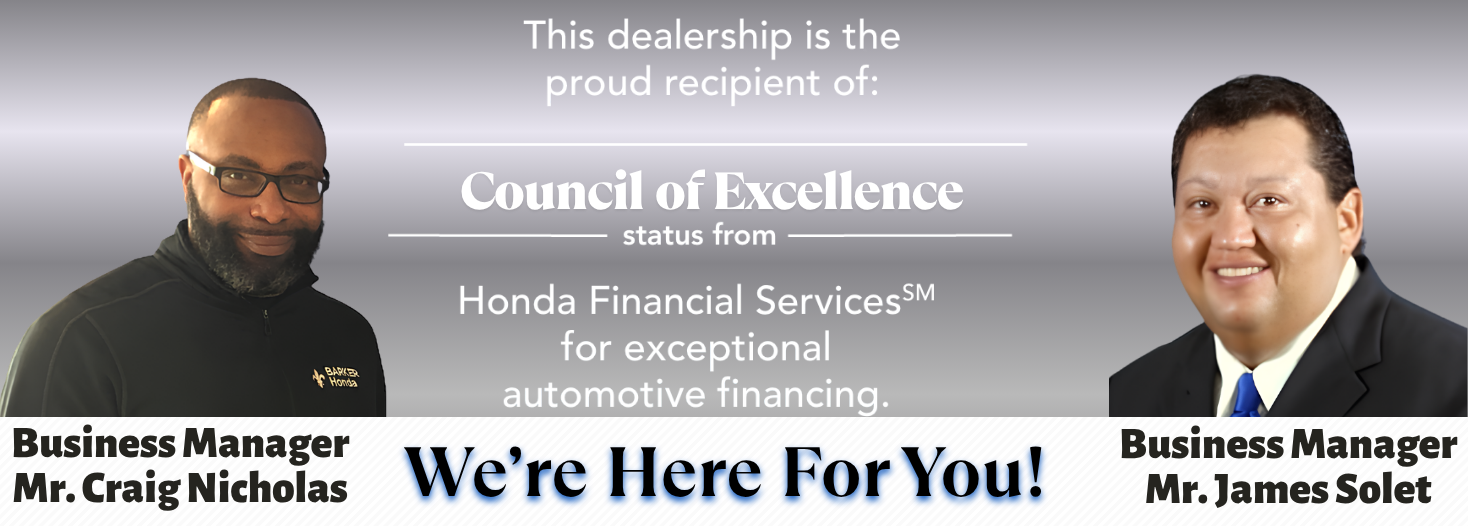Council of Excellence Status Awarded to Barker Honda in Houma LA